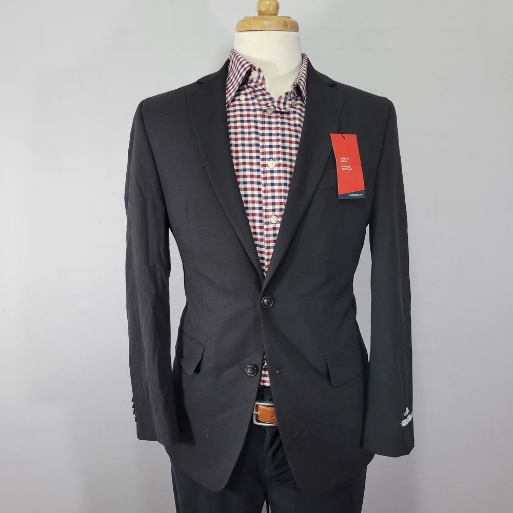 Perry‎ Ellis Portfolio Men's Sport Coat Blazer Two Button Black Stretch 36R NEW
